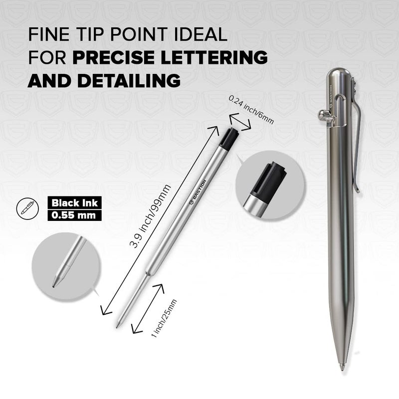BASTIONÂ® Premium Pen Refill, Deeply Pigmented Ink for All Bastion Bolt Action Pens, Standard Ink Refill w/ 0.55mm Fine Tip for Birthday Gift - Black Gel, 1 Piece - Image 3
